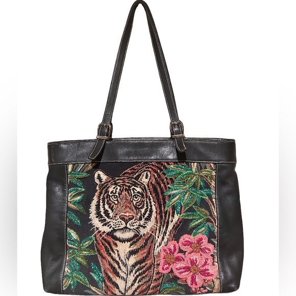 ISABELLA FIORE Vintage Tiger Beaded Tote Y2K Bag - Picture 7 of 14